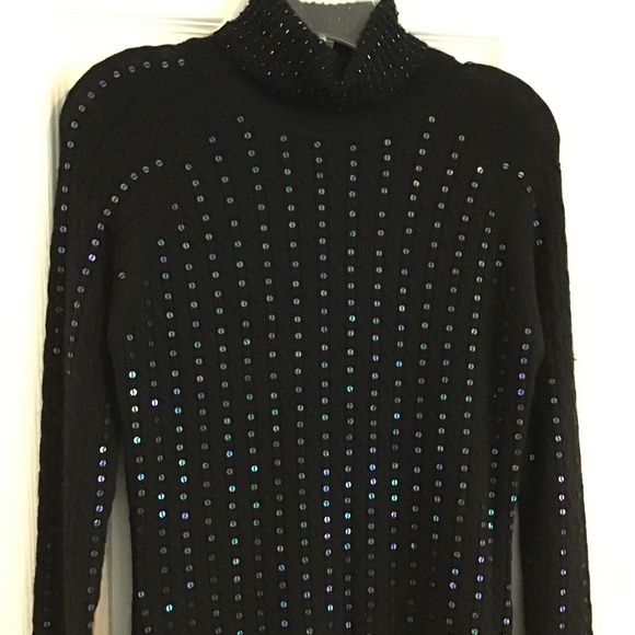 Black turtleneck sweater with sequins size S - Picture 3 of 7